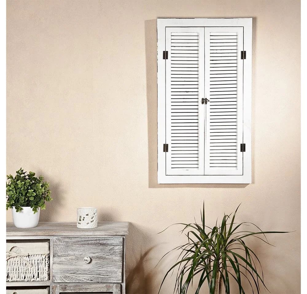Mucola Wandspiegel Shabby Look Weiß Braun Panel-Türen