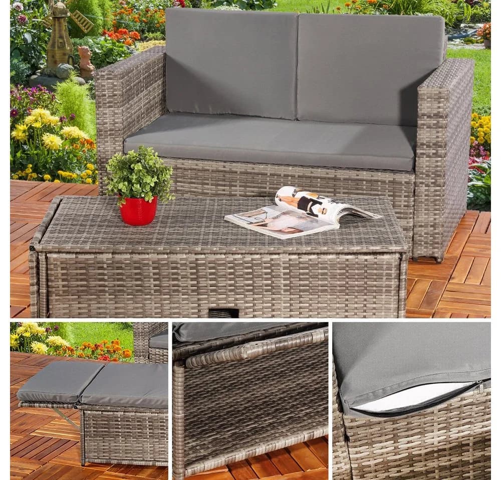 Mucola Gartenlounge-Set Polyrattan Gartensofa Lounge Sofa Gartenmöbel