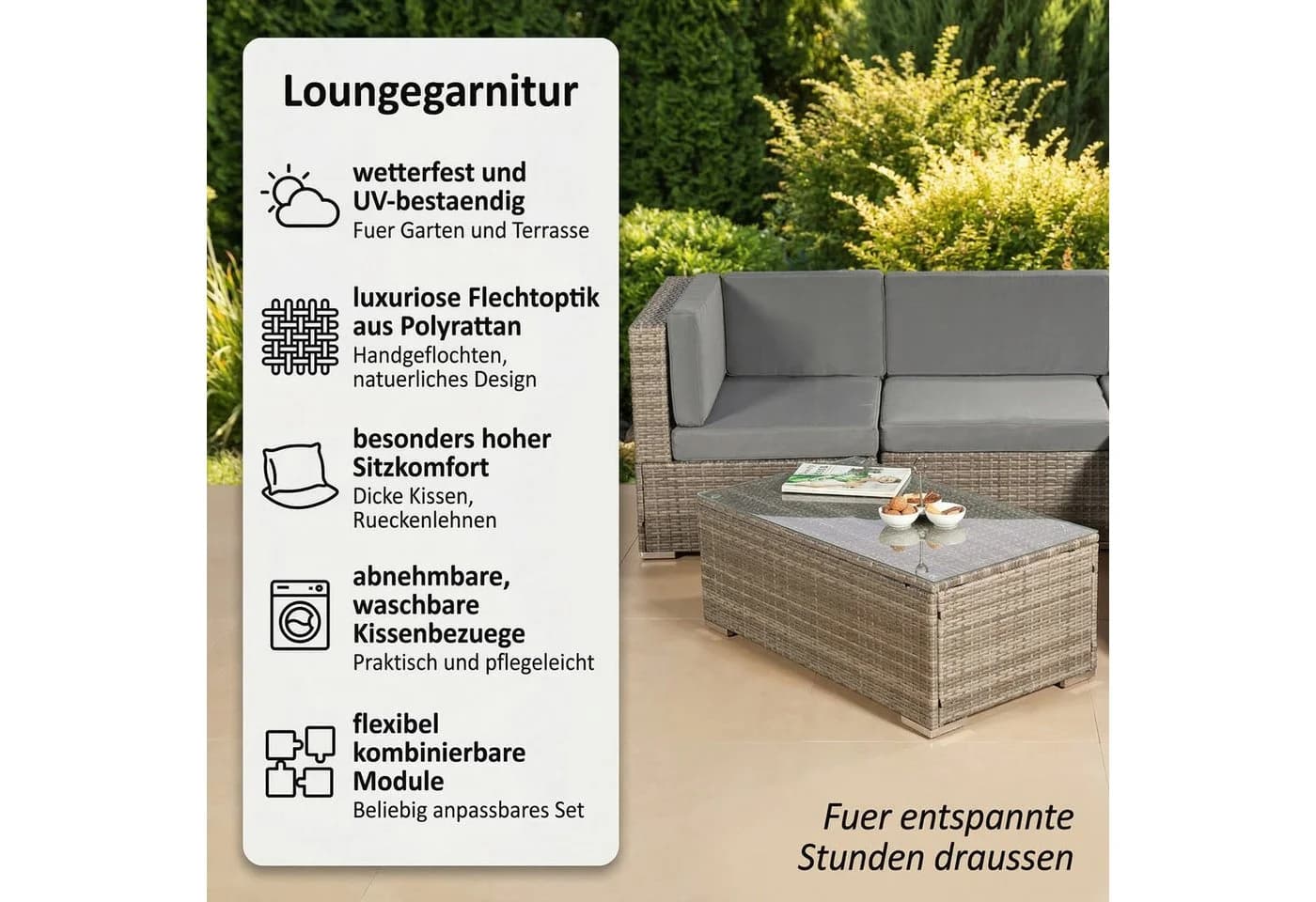 Mucola Gartenlounge-Set 8-tlg. Polyrattan