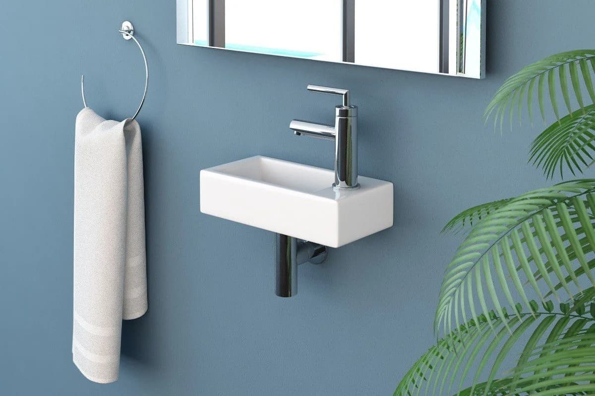 NEG Hänge-Waschbecken Uno41H Extra Klein Weiß Nano-Beschichtung