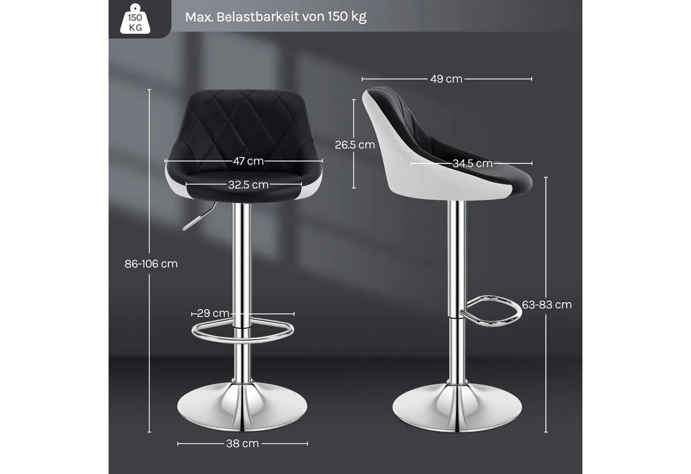 Woltu Barhocker 2er Set höhenverstellbar Kunstleder - Bild 3