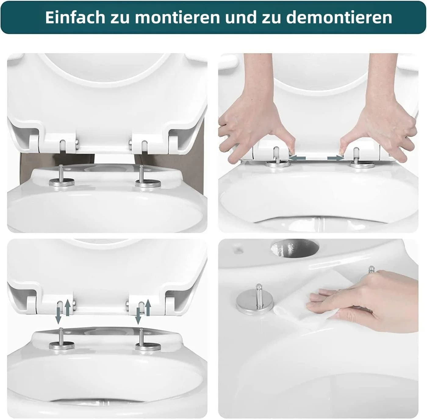 Woltu WC-Sitz mit Absenkautomatik und Softclose Scharnier Weiß - Bild 4