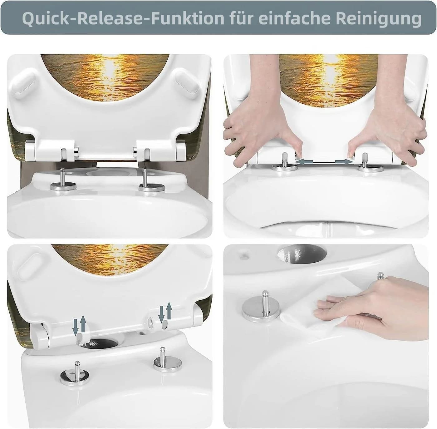 Woltu WC-Sitz Duroplast Absenkautomatik Schnellbefestigung - Bild 4
