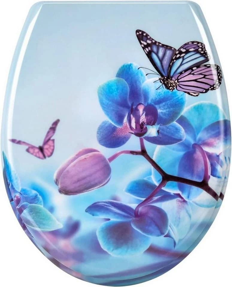 Woltu WC-Sitz mit Absenkautomatik Schmetterling-Violett Duroplast - Bild 2
