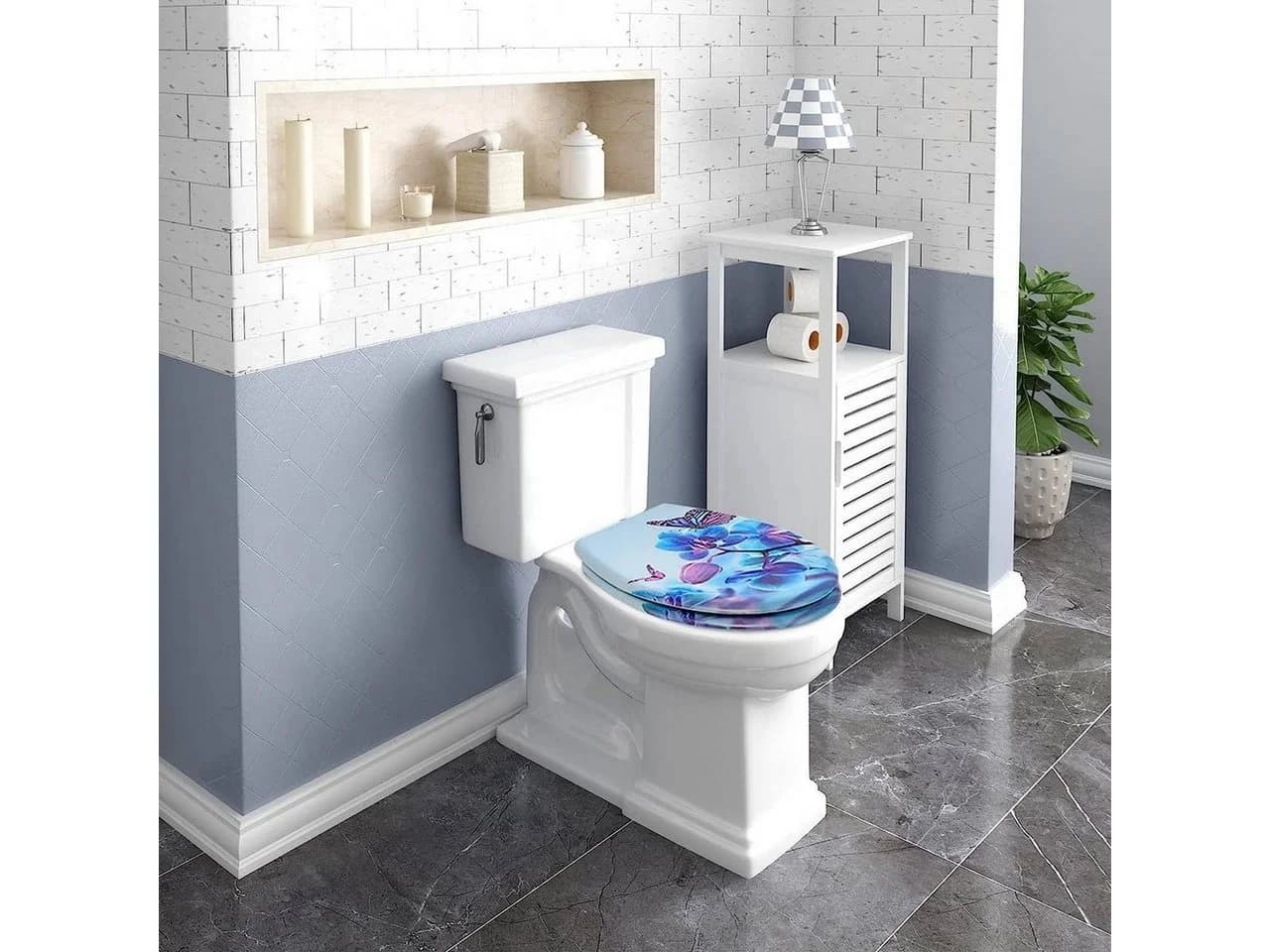 Woltu WC-Sitz mit Absenkautomatik Schmetterling-Violett Duroplast - Bild 4