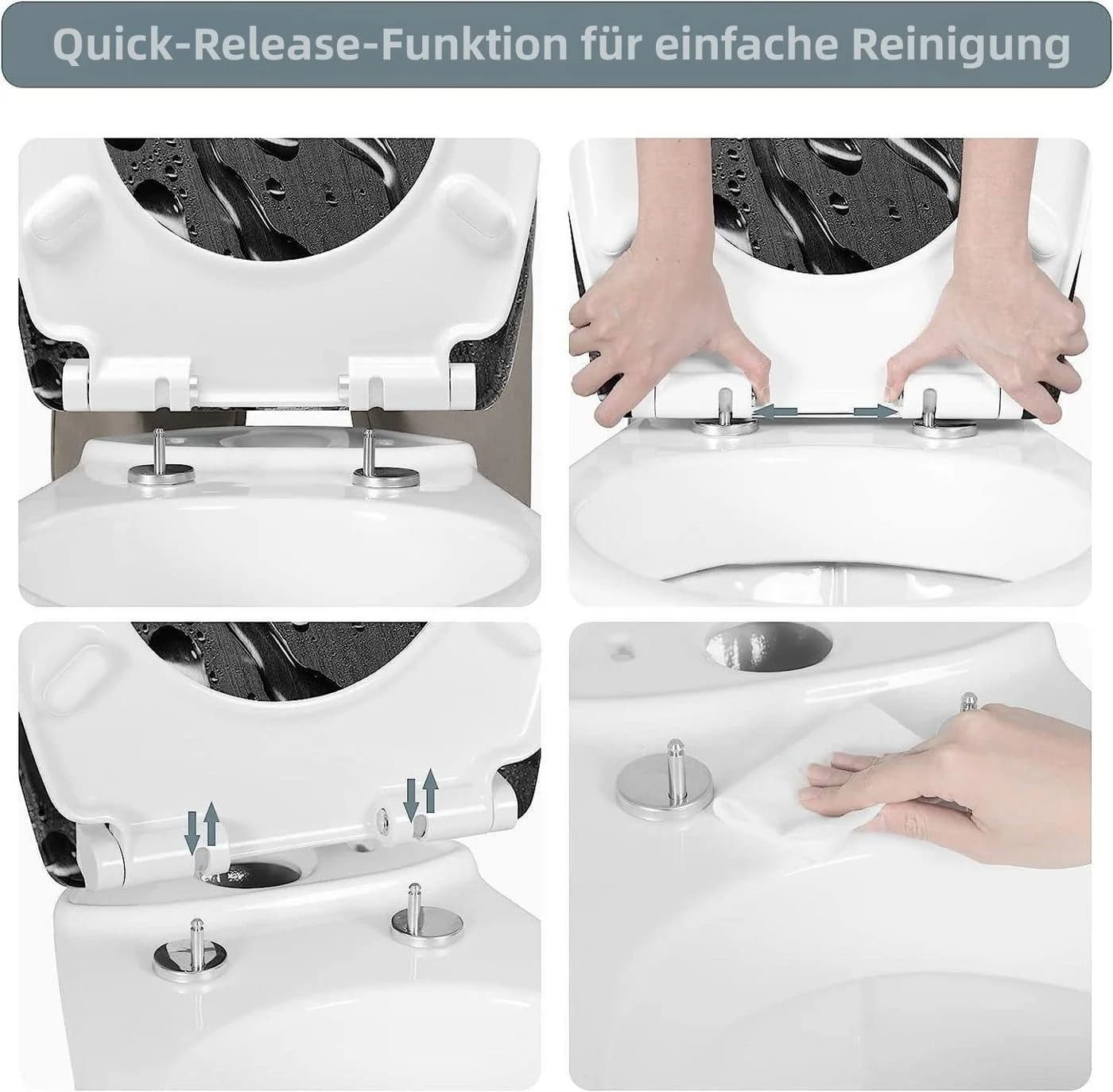 Woltu WC-Sitz mit Absenkautomatik, Duroplast, Fast Fix/Schnellbefestigung - Bild 4