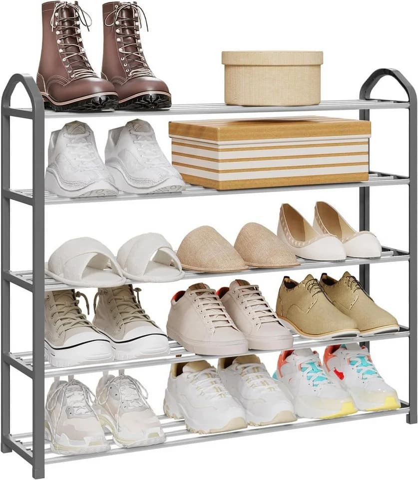 Woltu Schuhregal 5 Ablagen Grau Stahl-Kunststoff - Bild 2