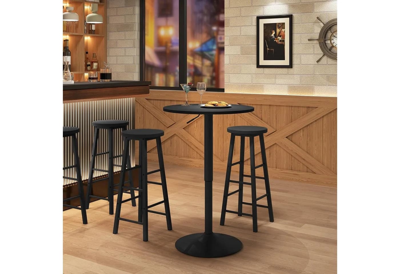 Woltu Bartisch (1-St) Stehtisch Drehtisch MDF Partytisch höhenverstellbar