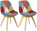 Woltu 4-Fußstuhl 2er Set Patchwork Leinen Massivholz Bild 2