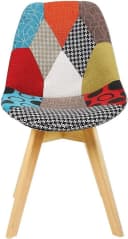 Woltu 4-Fußstuhl 2er Set Patchwork Leinen Massivholz Bild 4