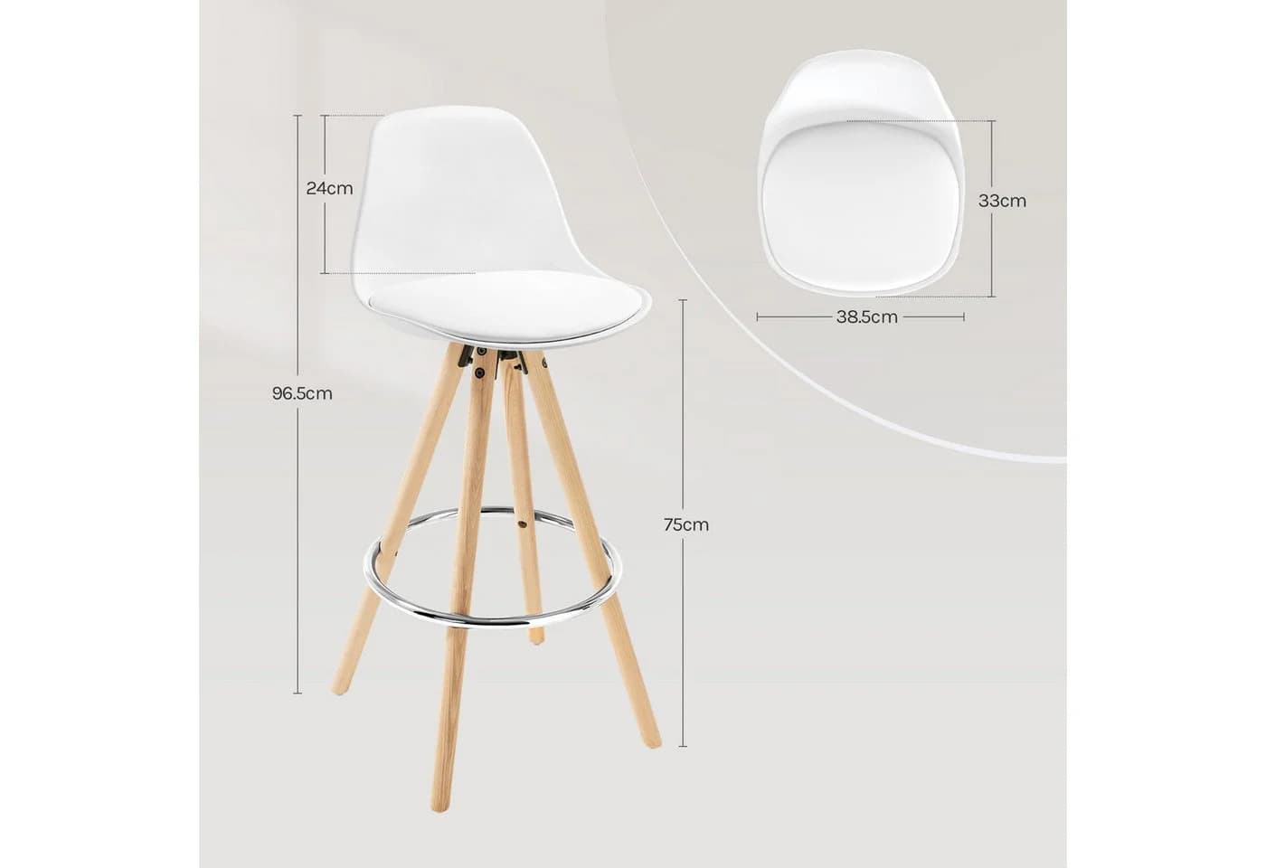 Woltu Barhocker (2 St) Design Stuhl Kunstleder Ergonomisch - Bild 3