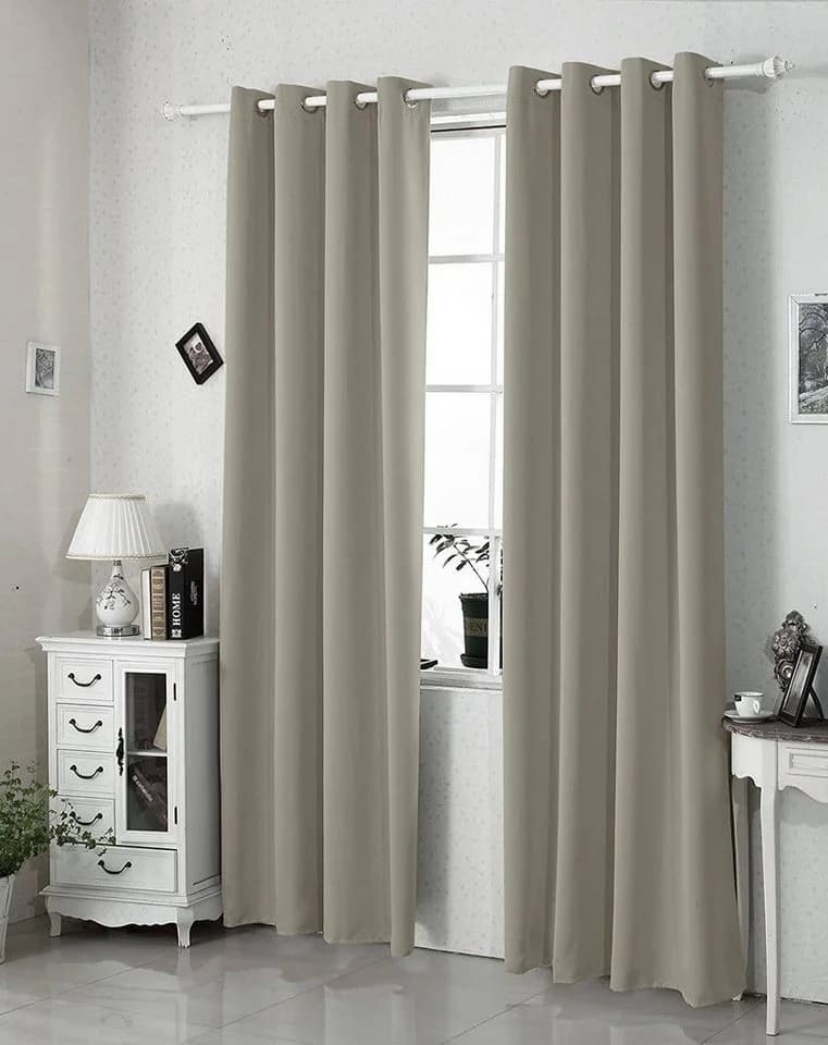Woltu Verdunkelungsvorhang 2er Set Beige Ösen Blickdicht - Bild 2