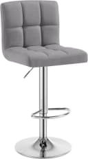 Woltu Barhocker verstellbar drehbar Leinen Metall Grau Bild 2