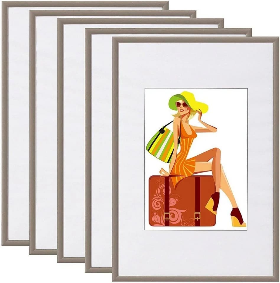 Woltu Bilderrahmen Set 5-teilig Kunststoff Glas Passepartout - Bild 2