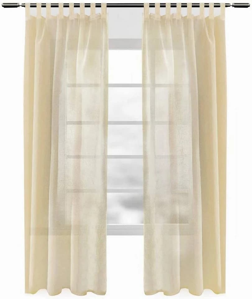 Woltu Gardine Leinenoptik Sand Halbtransparent mit Schlaufen - Bild 2