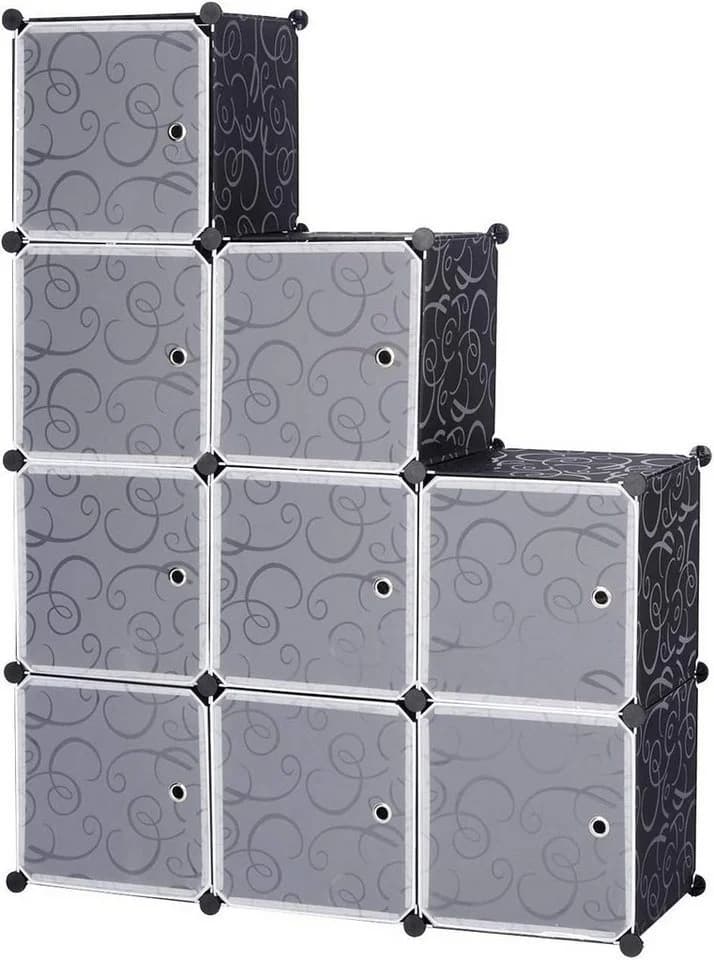 Woltu Aufbewahrungsbox 9-tlg. DIY Regalsystem mit Tür Schwarz - Bild 2