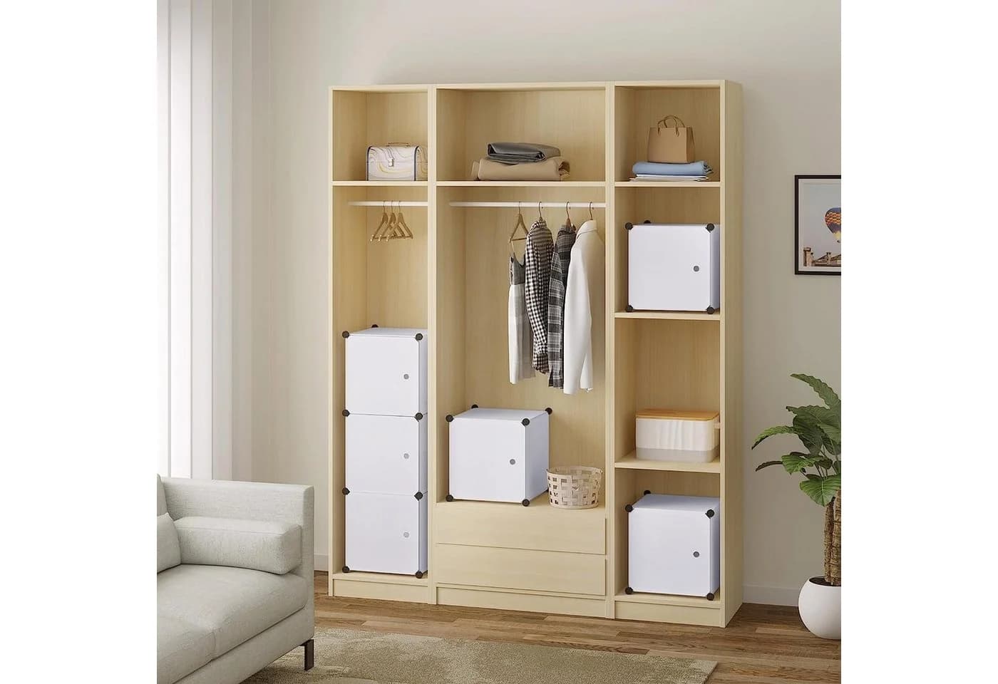 Woltu Aufbewahrungsbox 6 St. DIY Kleiderschrank Regalsystem Kunststoff - Bild 5