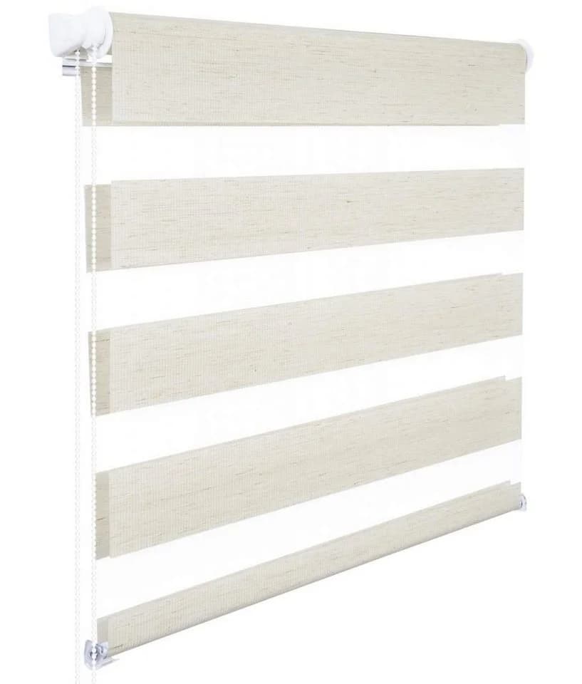 Woltu Doppelrollo Klemmfix Polyester Lichtschutz Verdunkelnd Braun - Bild 2