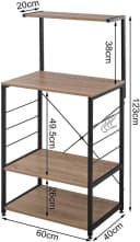 Woltu Küchenregal Schwarz-Weiß Metall MDF 4 Ablagen Bild 3
