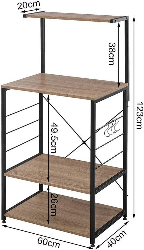 Woltu Küchenregal Schwarz-Weiß Metall MDF 4 Ablagen - Bild 3