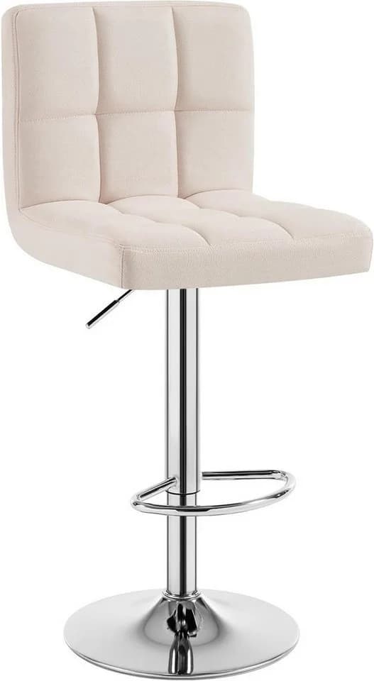 Woltu Barhocker 1 St. verstellbar, drehbar, Leinen, Cremeweiß - Bild 2