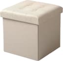 Woltu Sitzhocker Faltbar Gepolstert Beige Aufbewahrung Bild 2