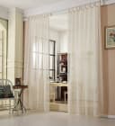 Woltu Gardine 2 St. Halbtransparent mit Schlaufen Leinen Optik Bild 2