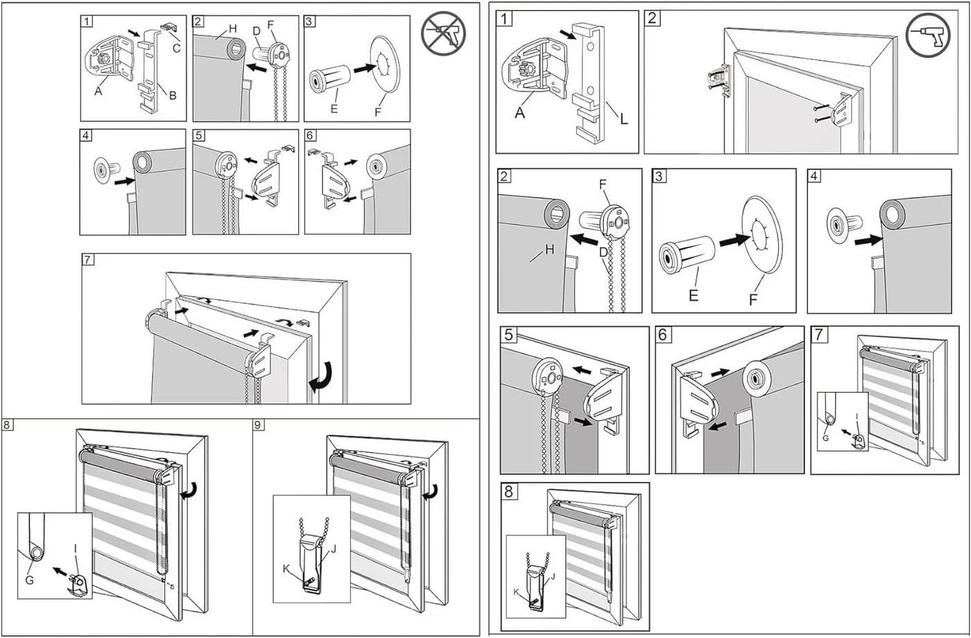 Woltu Doppelrollo Klemmfix ohne Bohren, halbtransparent & verdunkelnd, Polyester - Bild 5