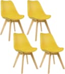 Woltu Esszimmerstuhl Set 4 St. Kunstleder Massivholz Gelb Bild 2