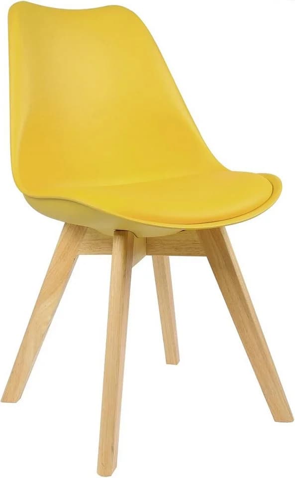 Woltu Esszimmerstuhl Set 4 St. Kunstleder Massivholz Gelb - Bild 4