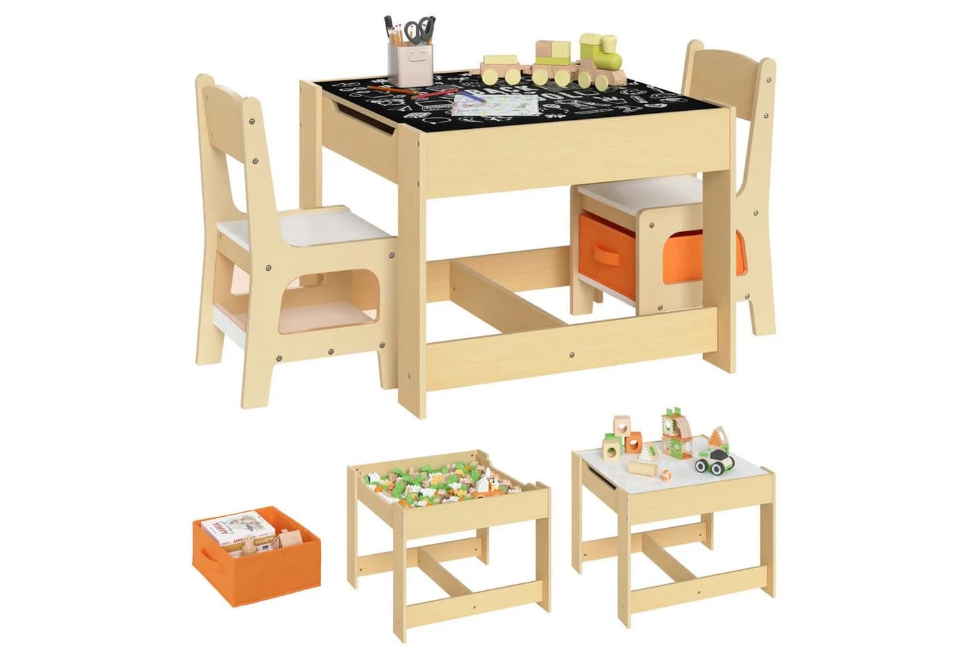 Woltu Kindersitzgruppe 1-tlg. Maltisch Kindermöbel Gelb - Bild 2