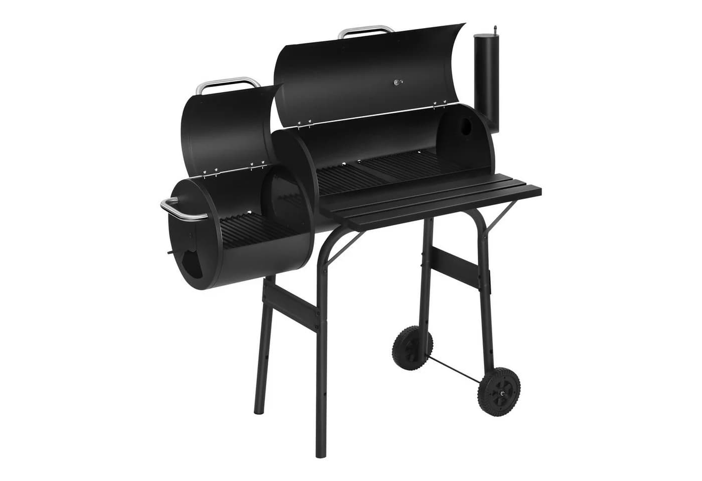 Woltu Holzkohlegrill 2 Kammern Standgrill Schwarz mit Rollen - Bild 2