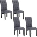 Woltu Esszimmerstuhl Set 4 St. Grau/Schwarz Leinen Massivholz Bild 2