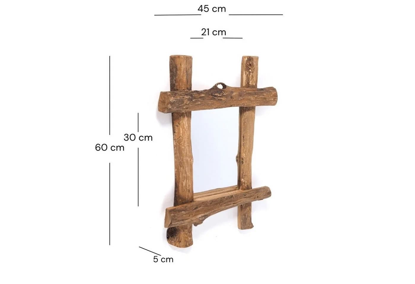 DESIGN DELIGHTS Wandspiegel VINTAGE Holz massiv Treibholz 60x45 cm