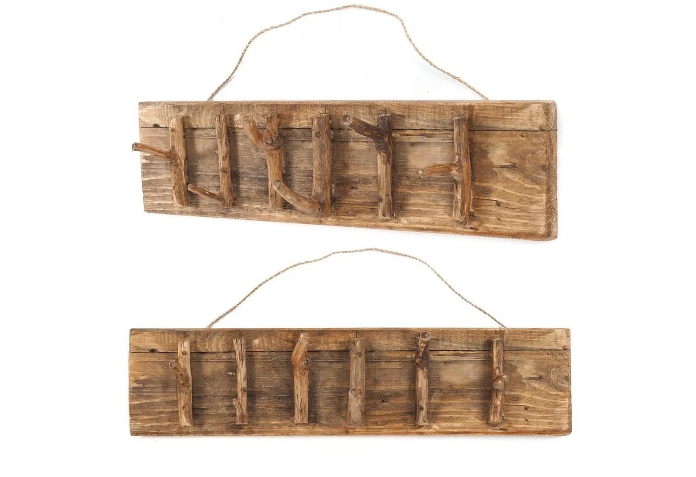 DESIGN DELIGHTS Wandgarderobe SAMOA Altholz massiv 6 Haken