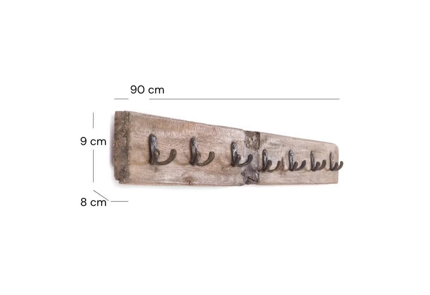 DESIGN DELIGHTS Wandgarderobe CASA Vintage Holz 14 Haken