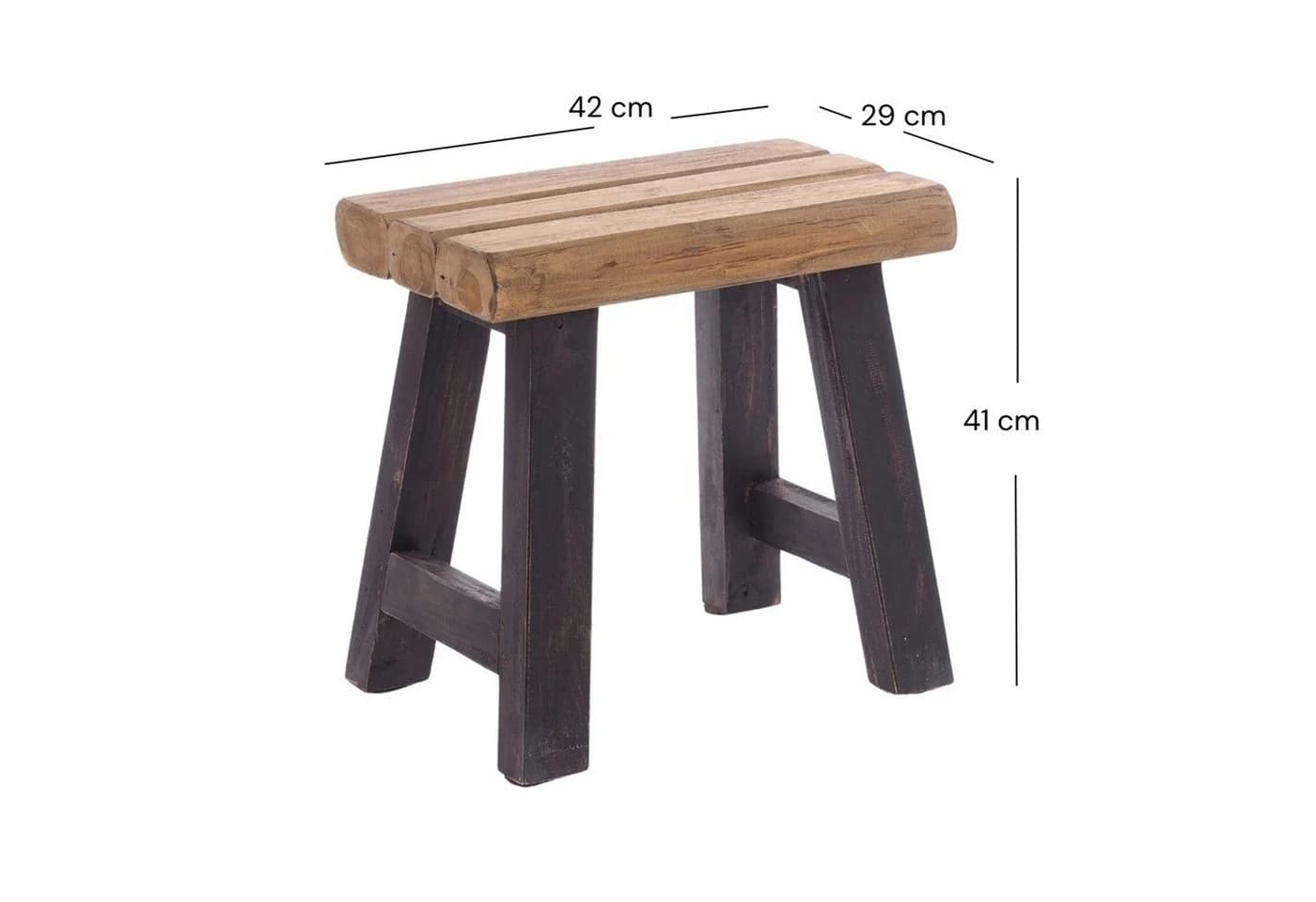 DESIGN DELIGHTS Hocker RUSTIC Massivholz Vintage Schwarz-Natur