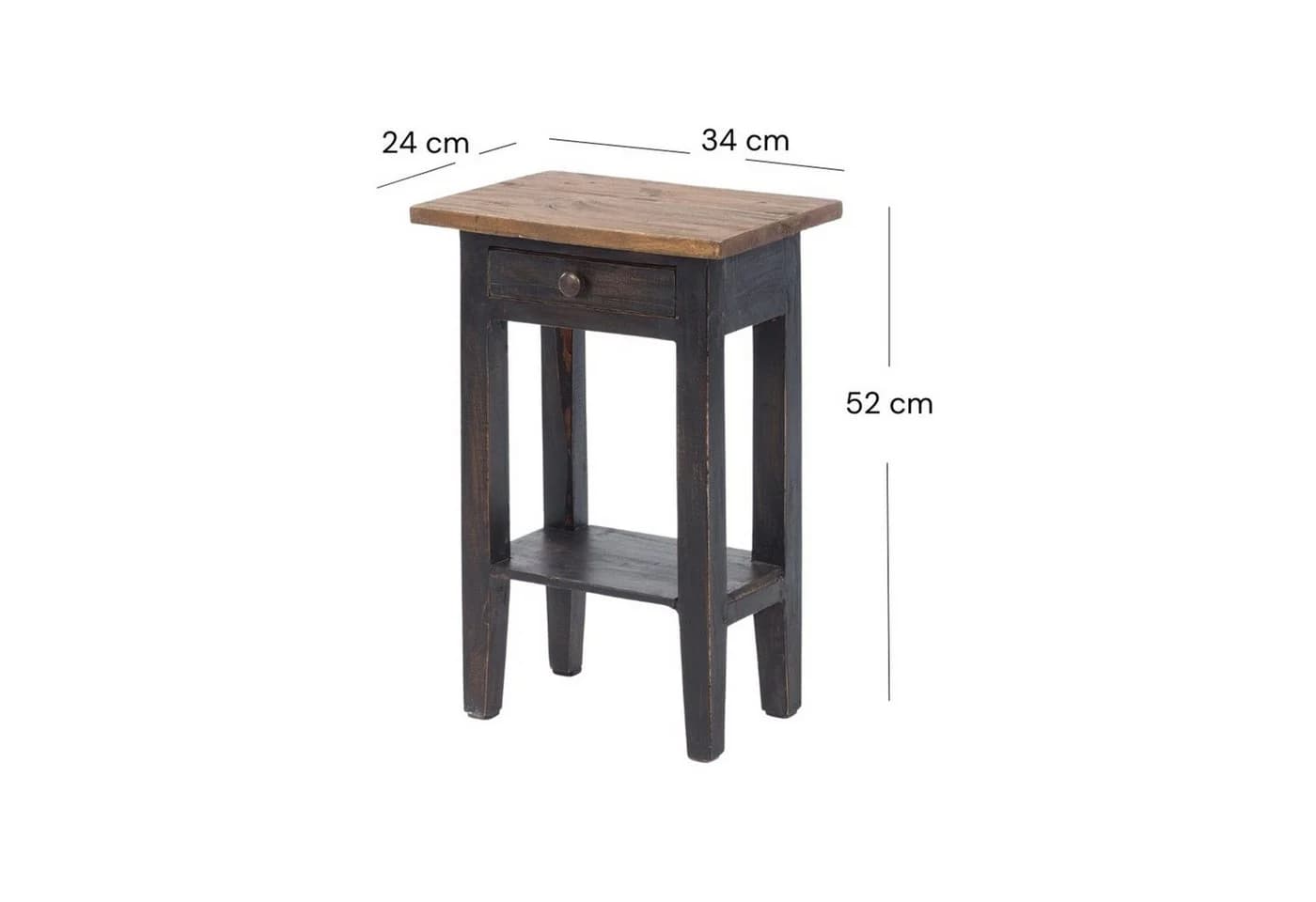 DESIGN DELIGHTS Beistelltisch PLANTA Vintage Holz Schwarz