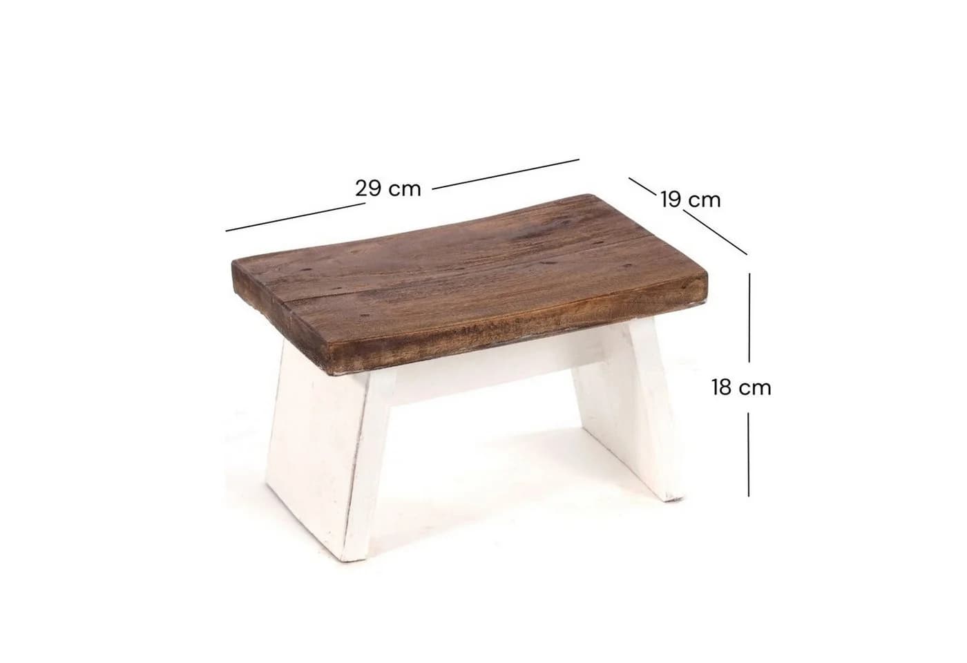 DESIGN DELIGHTS Hocker NOSTALGISCHER FUßHOCKER SCHEMEL Altholz massiv weiß