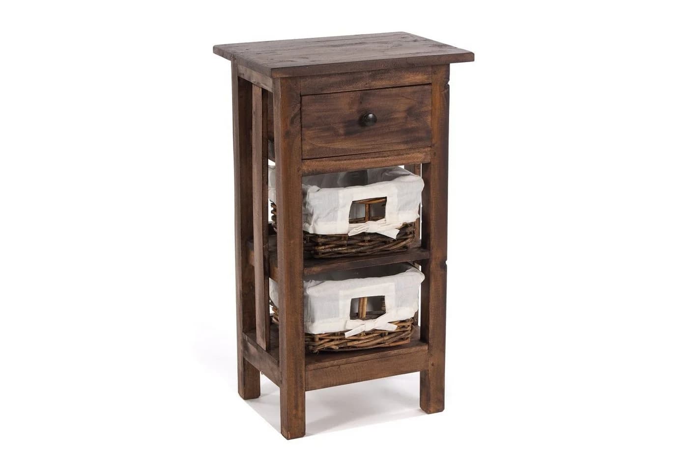 DESIGN DELIGHTS Telefontisch RATTAN 70 Altholz mit Rattan Körben - Bild 2