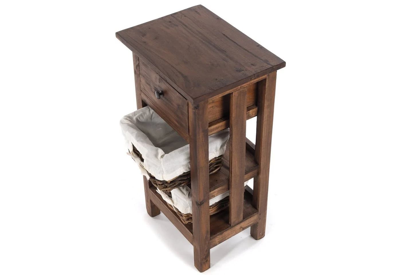 DESIGN DELIGHTS Telefontisch RATTAN 70 Altholz mit Rattan Körben - Bild 4