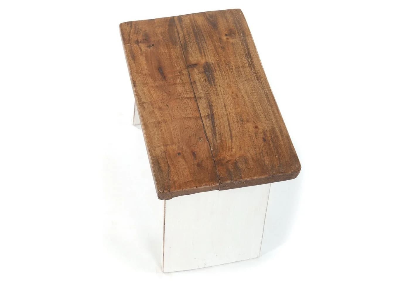 DESIGN DELIGHTS Hocker SCHEMEL 40 Altholz massiv weiß - Bild 4