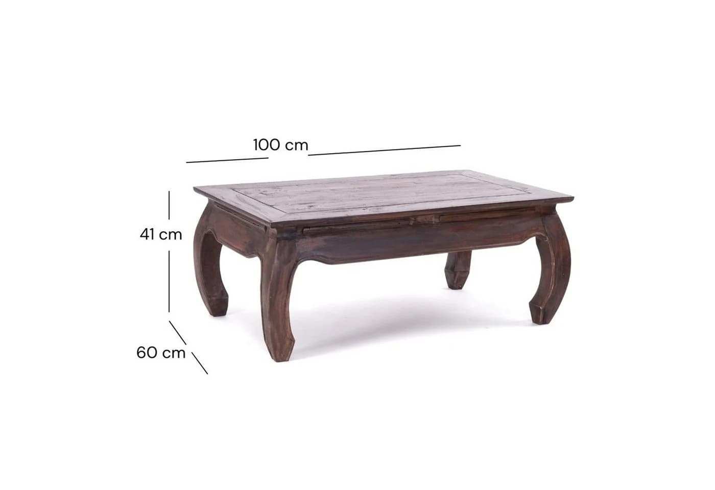 DESIGN DELIGHTS Couchtisch OPIUMTISCH EAST 100x60 cm Massivholz