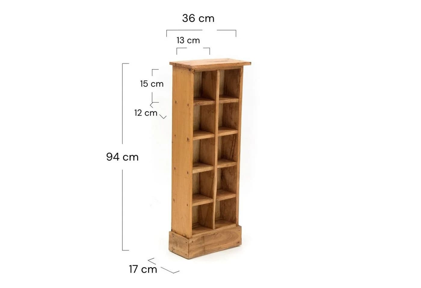 DESIGN DELIGHTS Rustikales CD & Bücherregal Nature 10 Fächer Vintage Holz