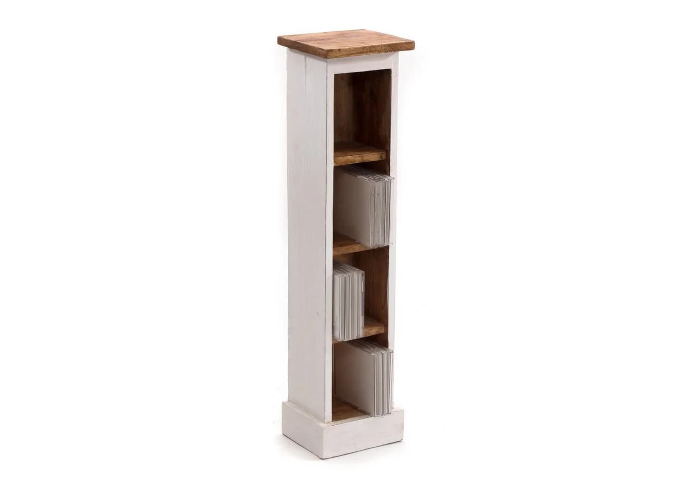 DESIGN DELIGHTS CD-Regal Holz 4 Fächer Rustikal Used Look - Bild 3