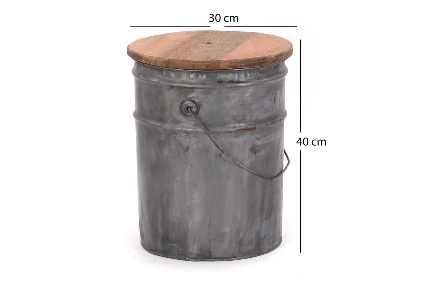DESIGN DELIGHTS Beistelltisch Hocker Sitztonne Metall Holz 40x30 cm
