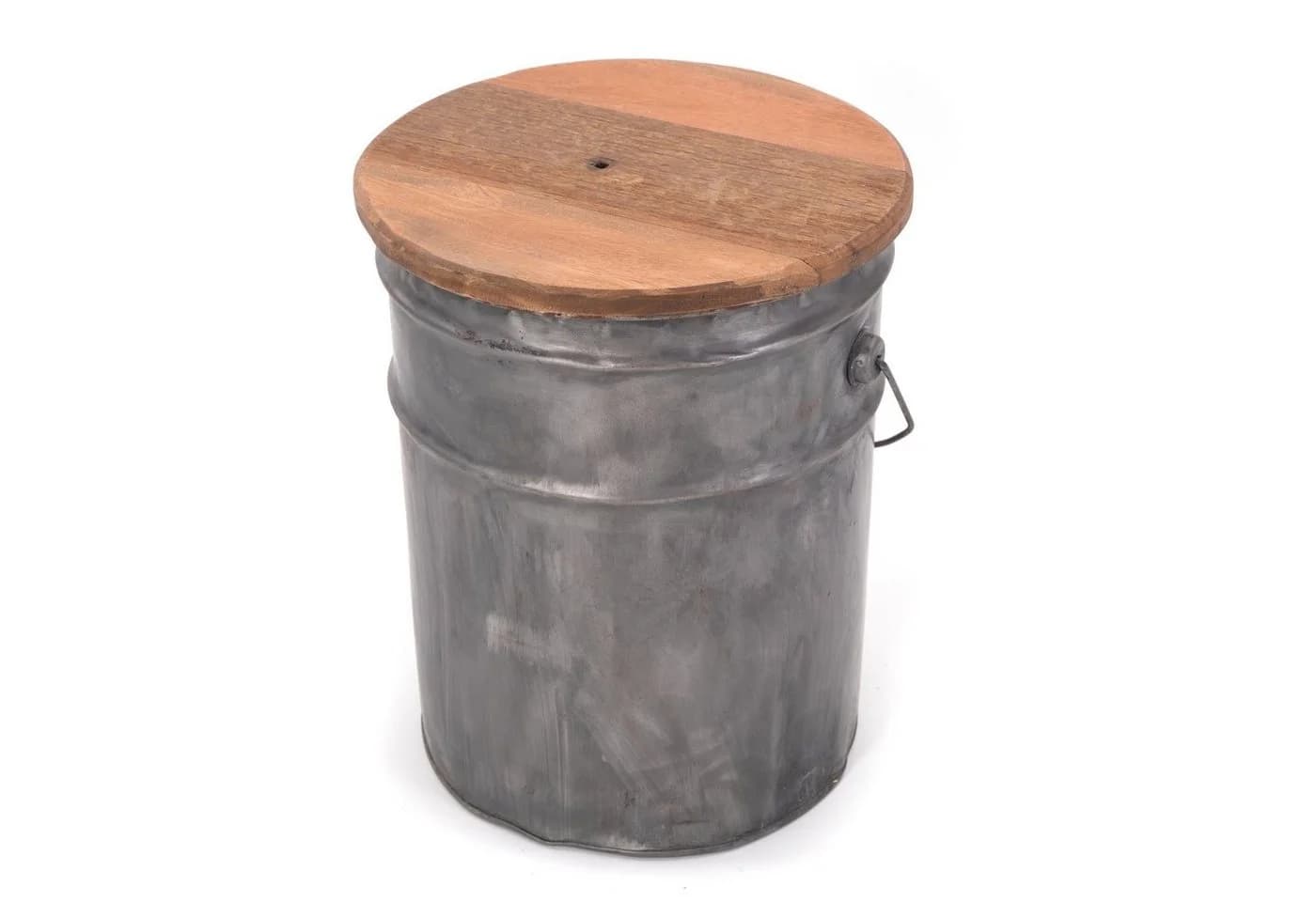 DESIGN DELIGHTS Beistelltisch Hocker Sitztonne Metall Holz 40x30 cm - Bild 4