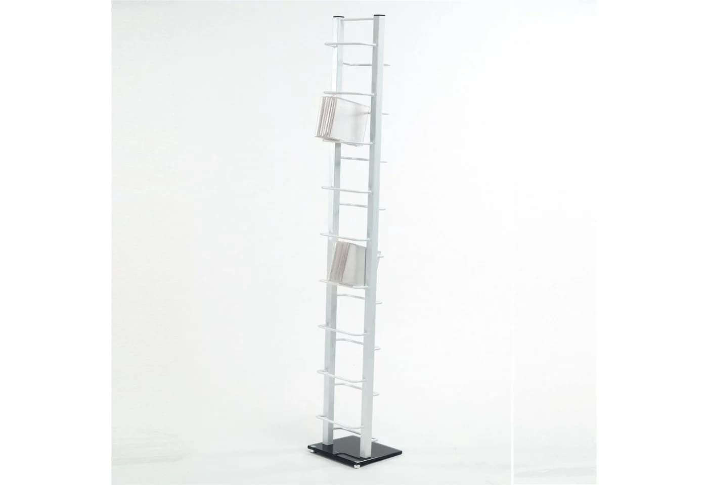 DESIGN DELIGHTS CD-Regal Tower 138 cm Weiß Metall - Bild 3