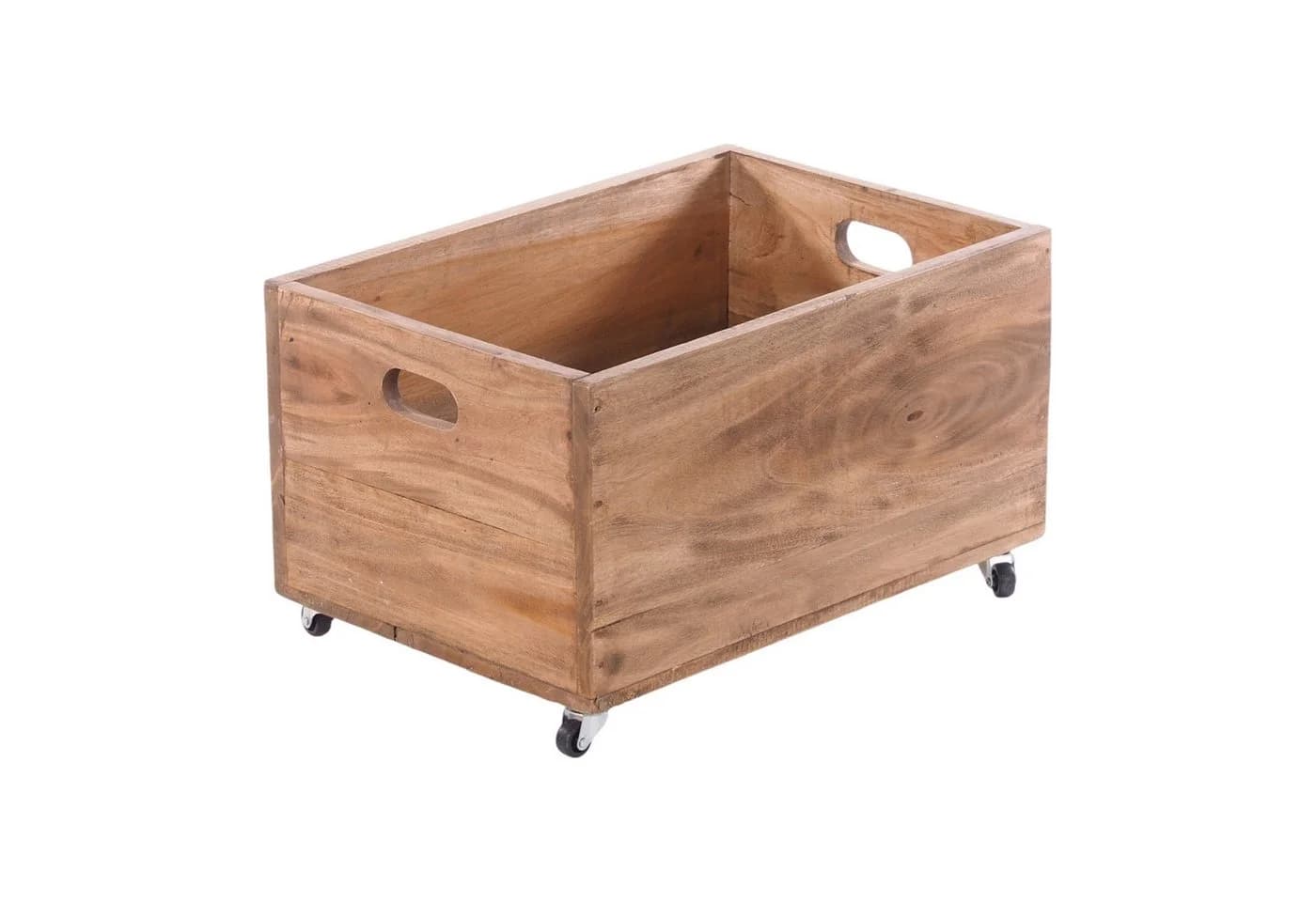 DESIGN DELIGHTS Rollbare Holzkiste BOX aus Massivholz Beige - Bild 2