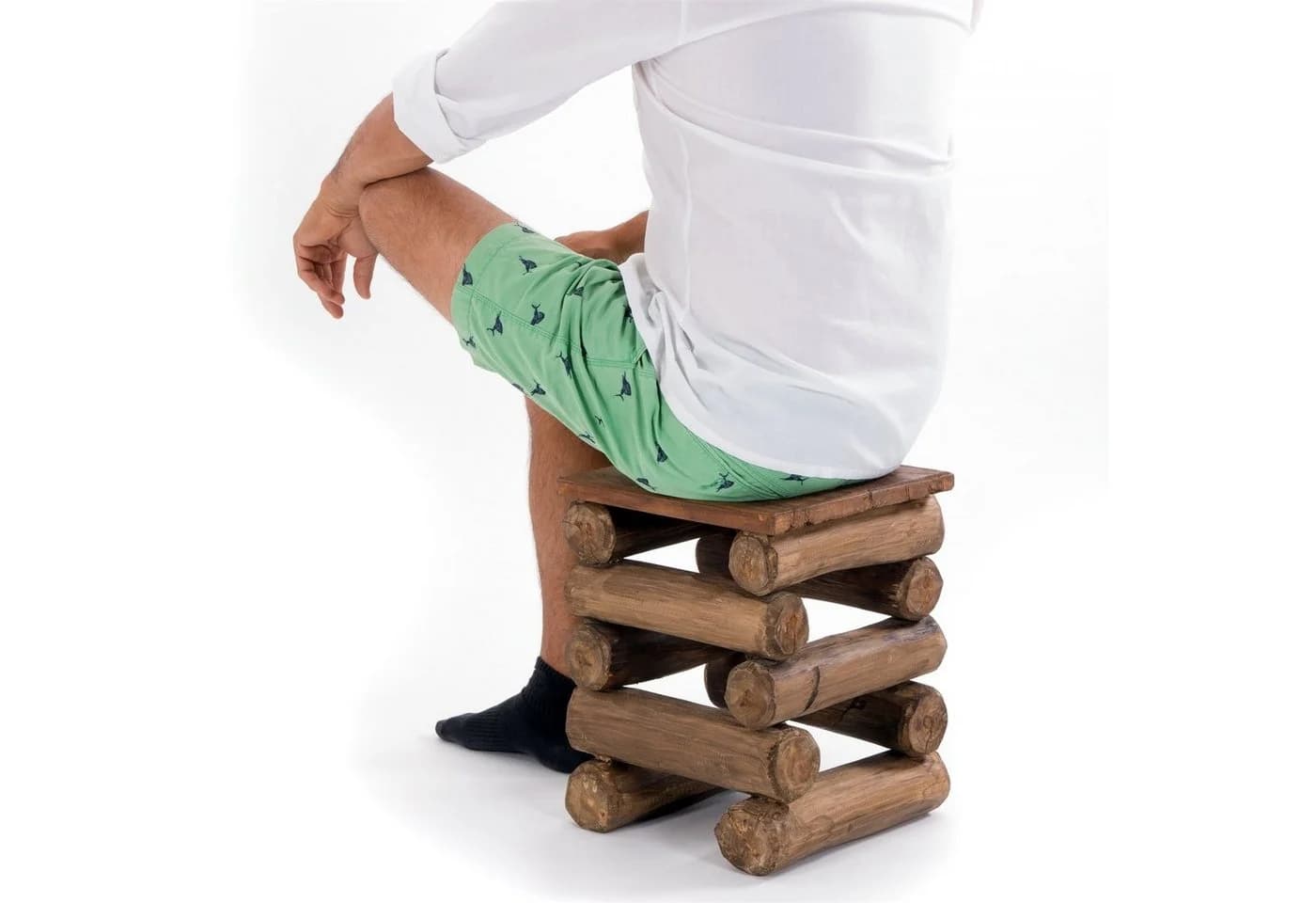 DESIGN DELIGHTS Hocker BLOCK 38 Altholz Massiv Rustikal - Bild 3